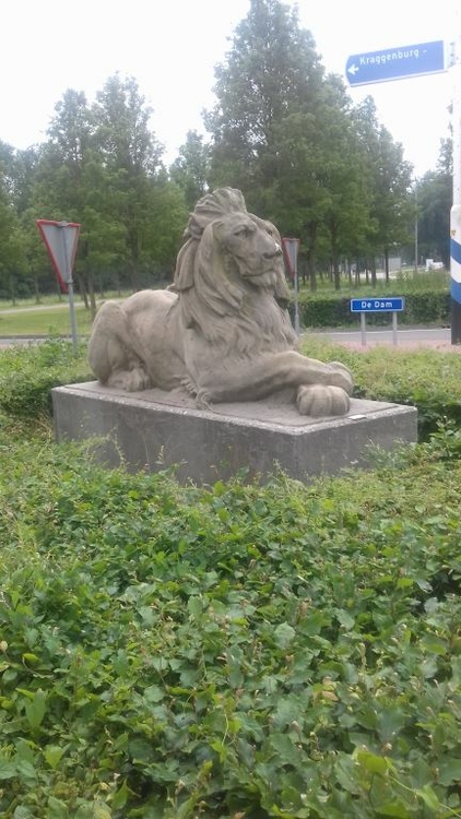 Een echte leeuw van Zeeburg,nu te zien bij de rotonde bij Kraggenburg, foto Jan Dijk,foto Jan Dijk  