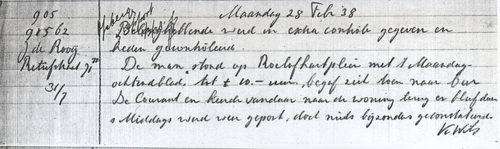 Controlebriefje, gedateerd op maandag 28 februari 1938, bron: dossier Maatschappelijke Steun van Jacob de Rooy  