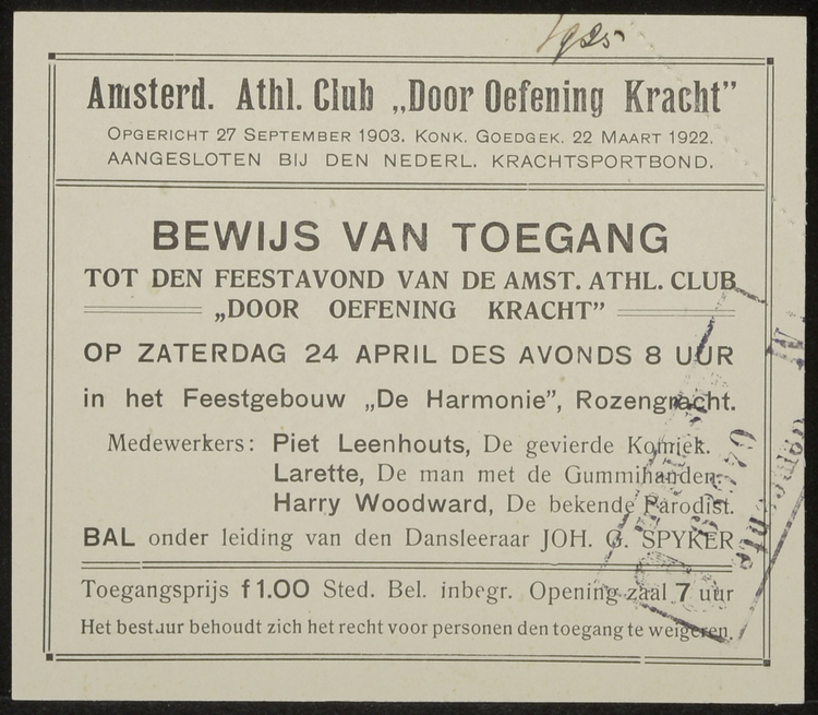 Feestavond Door Oefening Kracht, bron: SAA, inv.nr. 30581 – 43  